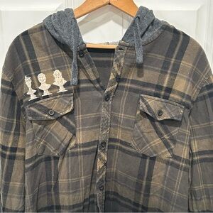 Haunted Mansion Disney Flannel Shirt Mens Size L Hitchhiking Ghost Button Down
